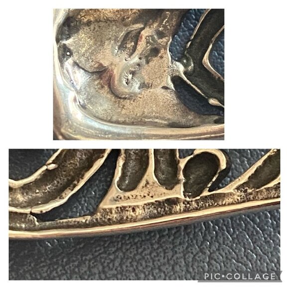 Sterling Silver 925 Chunky Openwork Scrollwork Wide Cuff Bracelet Sz 6" 36g - Picture 10 of 16